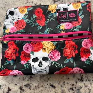 Makeup Junkie Floral Skull Makeup Bag